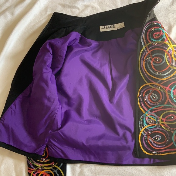 ANAGE vintage cotton jacket beaded ribbon circles - Picture 7 of 10